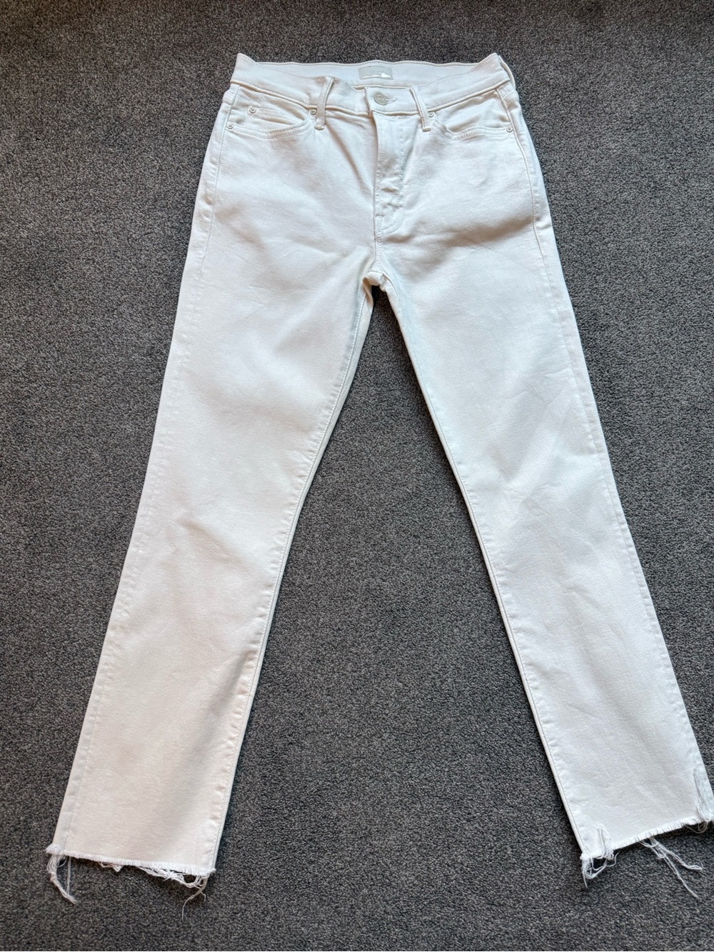 MOTHER Straight Leg Jeans in Off-White
